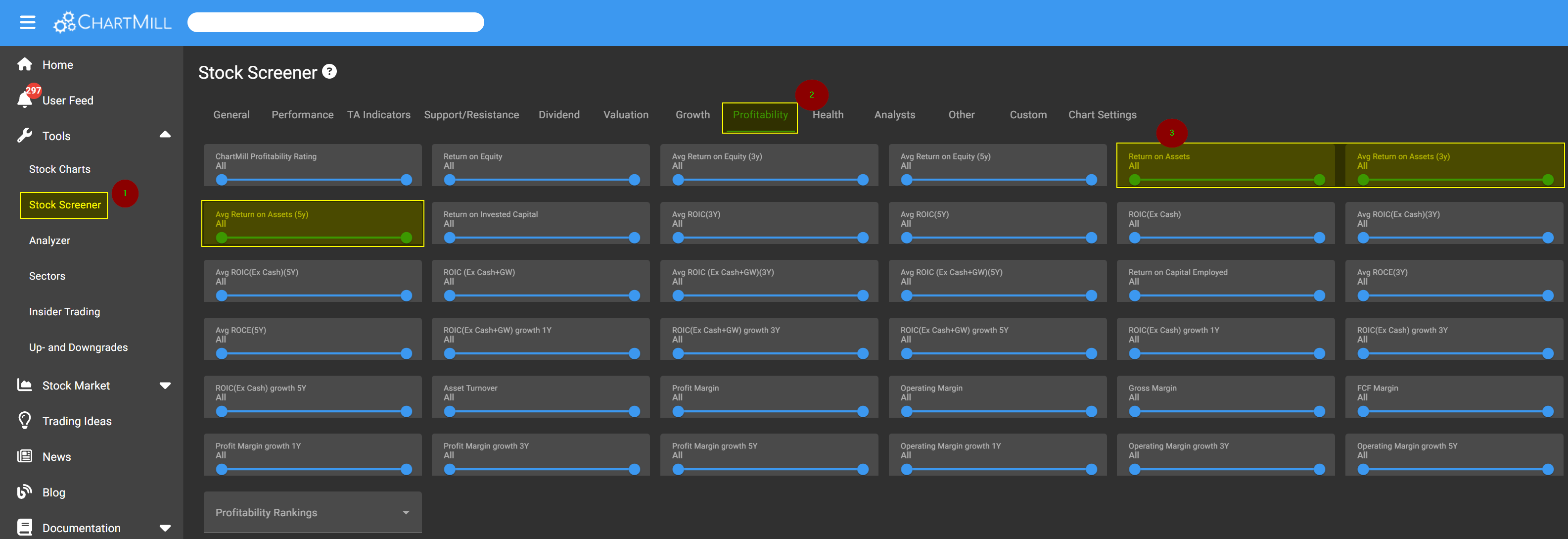 Return on Assets screener