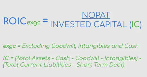 Return on Invested Capital Formula excluding cash and goodwill
