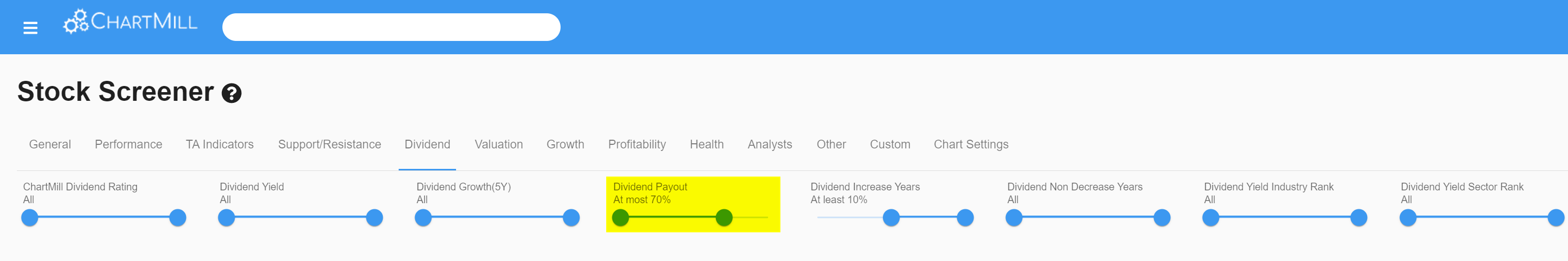 dividend payour filter