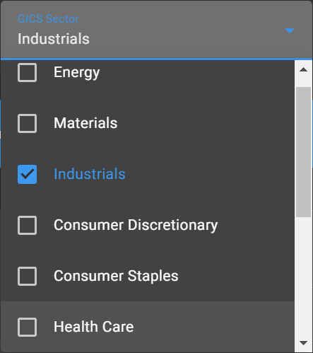 chartmill sectors and industries screening filters
