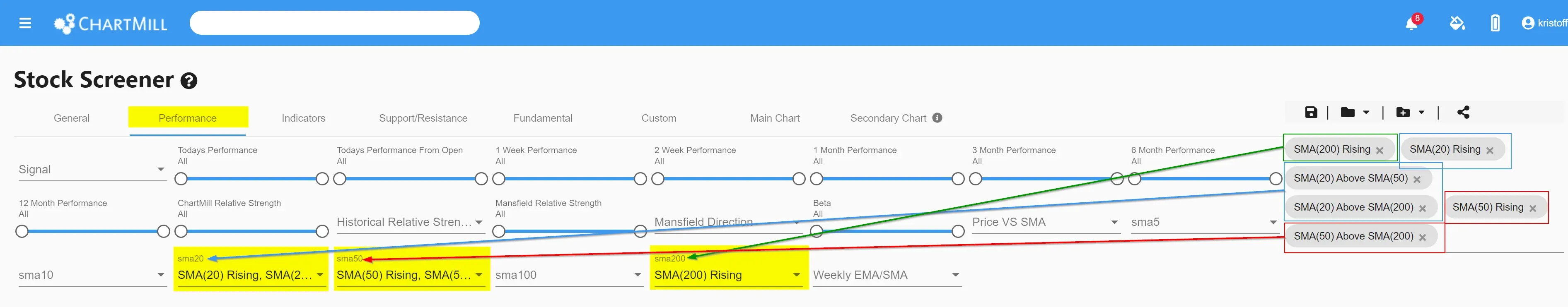 stock screening settings Retracement.webp